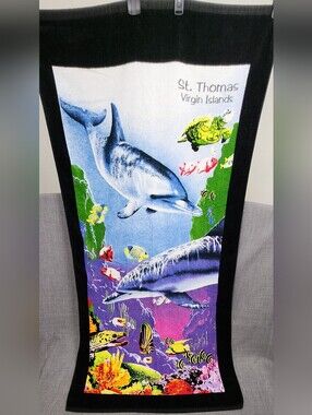 Sherry × St Thomas Virgin Island Marine Life 100% Cotton Beach Towel
